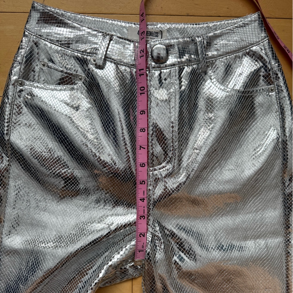 NWT 4th + Reckless Philo Trouser, silver, snake skin, Sz XS, club party rave era - Picture 12 of 15